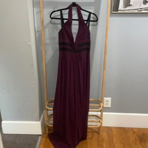 Bcbg grecian plum colored halter maxi gown sz2